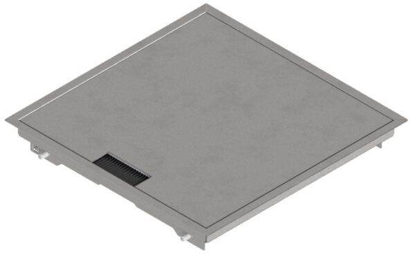 Produktbild DBR 320 001  -  Doppelboden-Auslass DBR 320 inkl. belegtem Deckel aus Chromstahl, geschliffen, mit Rand und 1 Bürstenauslass
